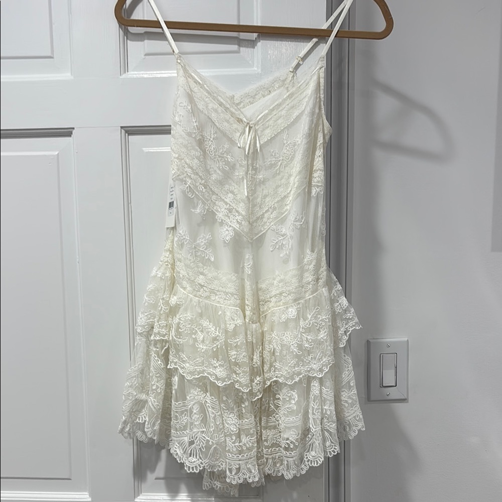 LoveShackFancy White Lace Mini Dress
